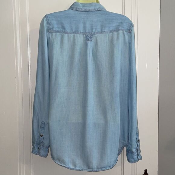 Talbots light blue denim chambray long sleeved shirt - Picture 8 of 10